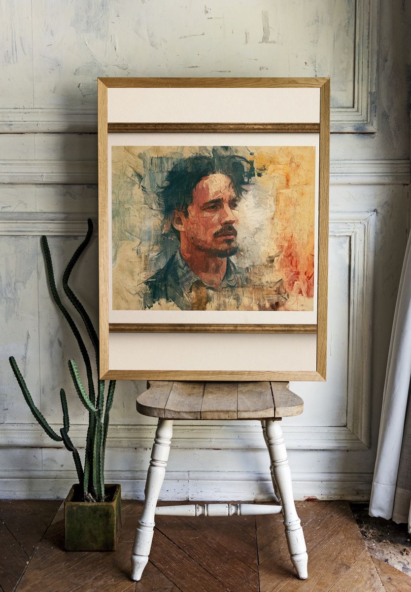 Expressive Male Portrait Fine-Art Poster. — room view 1