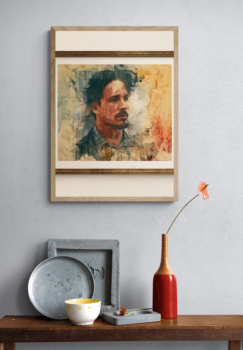 Expressive Male Portrait Fine-Art Poster. — room view 3