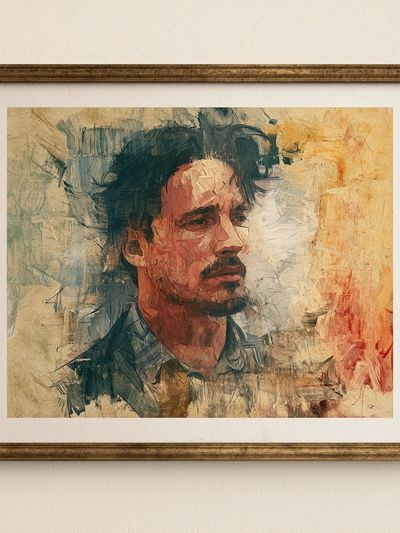 Expressive Male Portrait Fine-Art Poster. poster