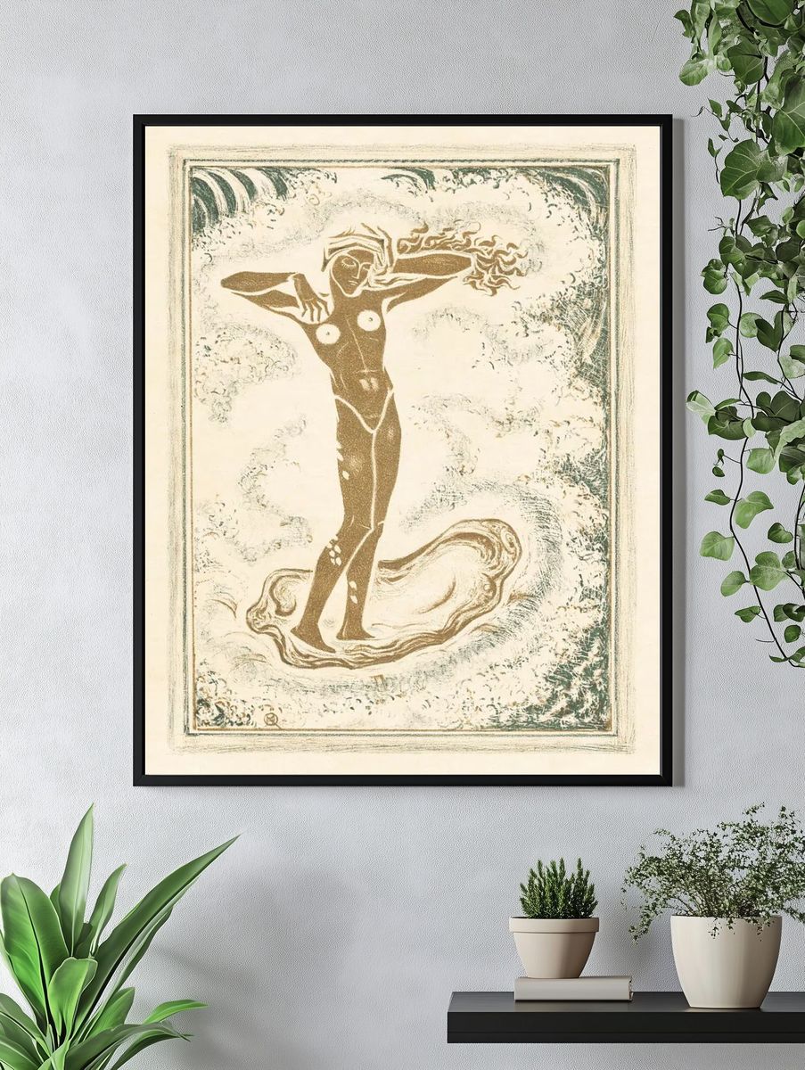 Nude Woman in Waves — Fine Art Print. — room view 4