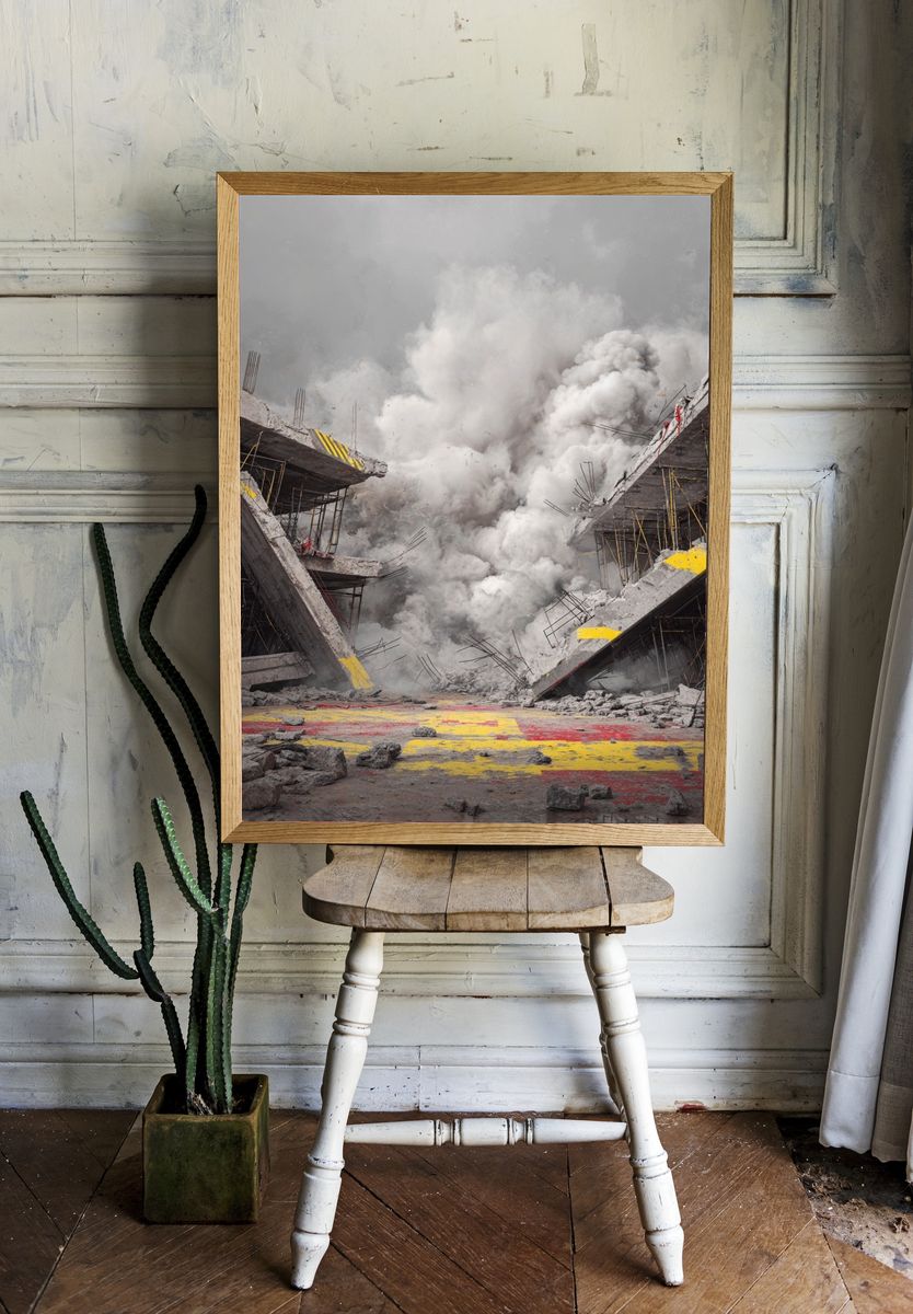 Destruction of Concrete Structure — Fine Art Print. — room view 1