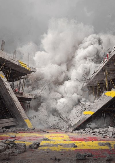 Destruction of Concrete Structure — Fine Art Print. poster print