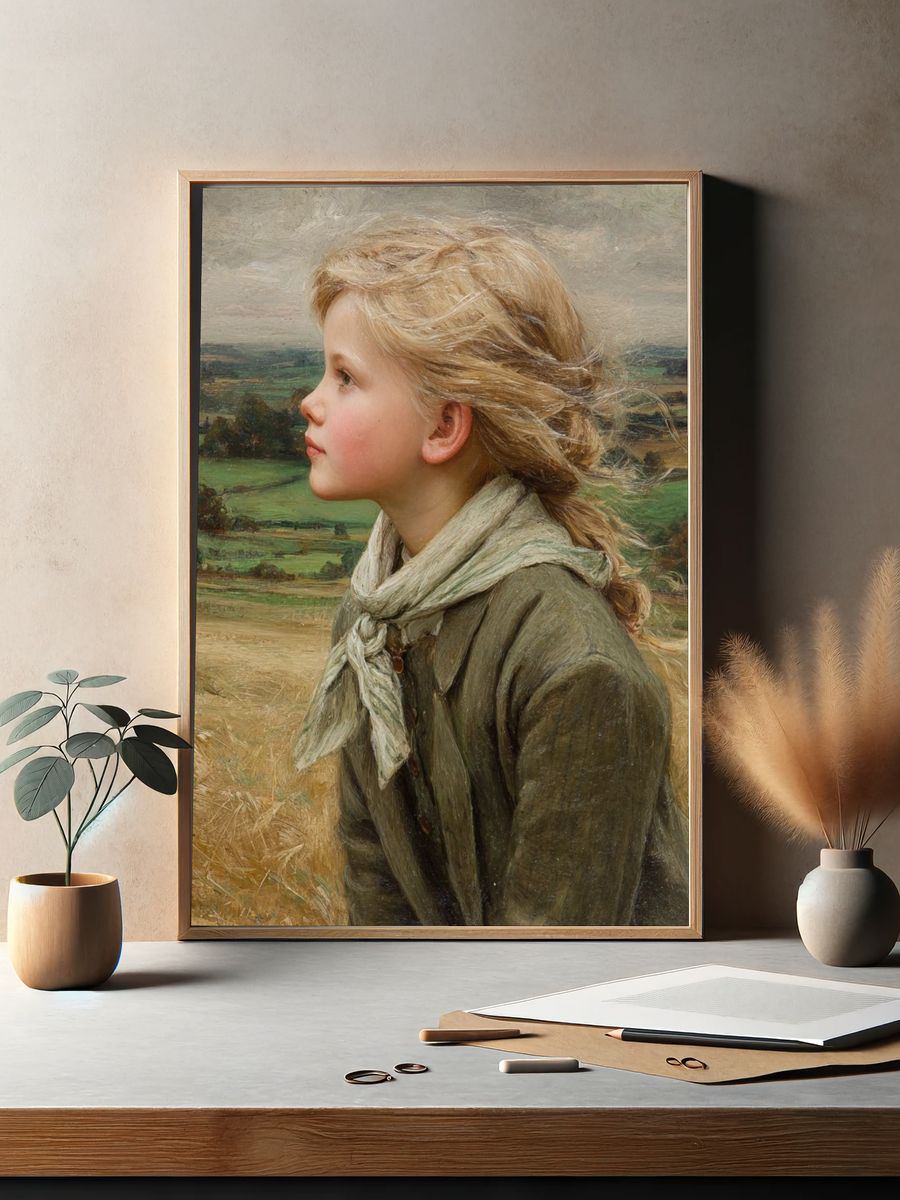 Windblown Girl Portrait Print. — room view 2