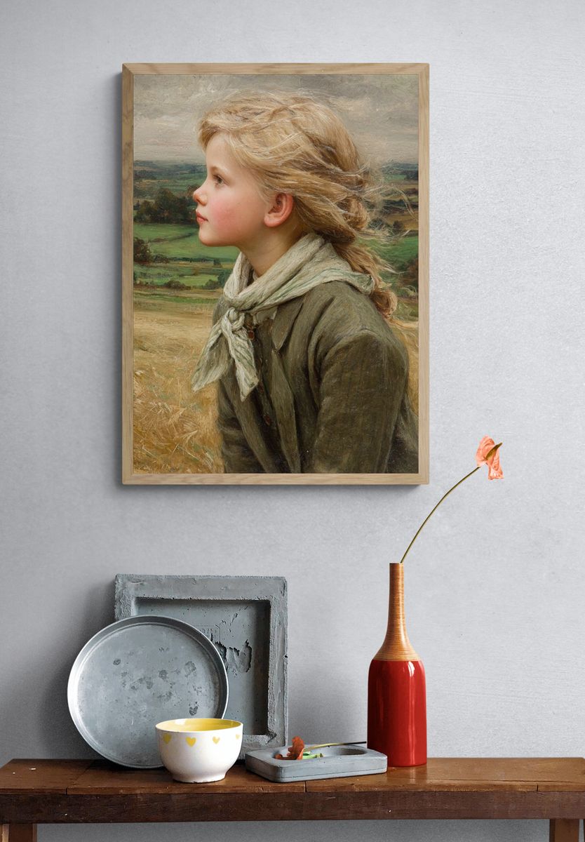 Windblown Girl Portrait Print. — room view 3
