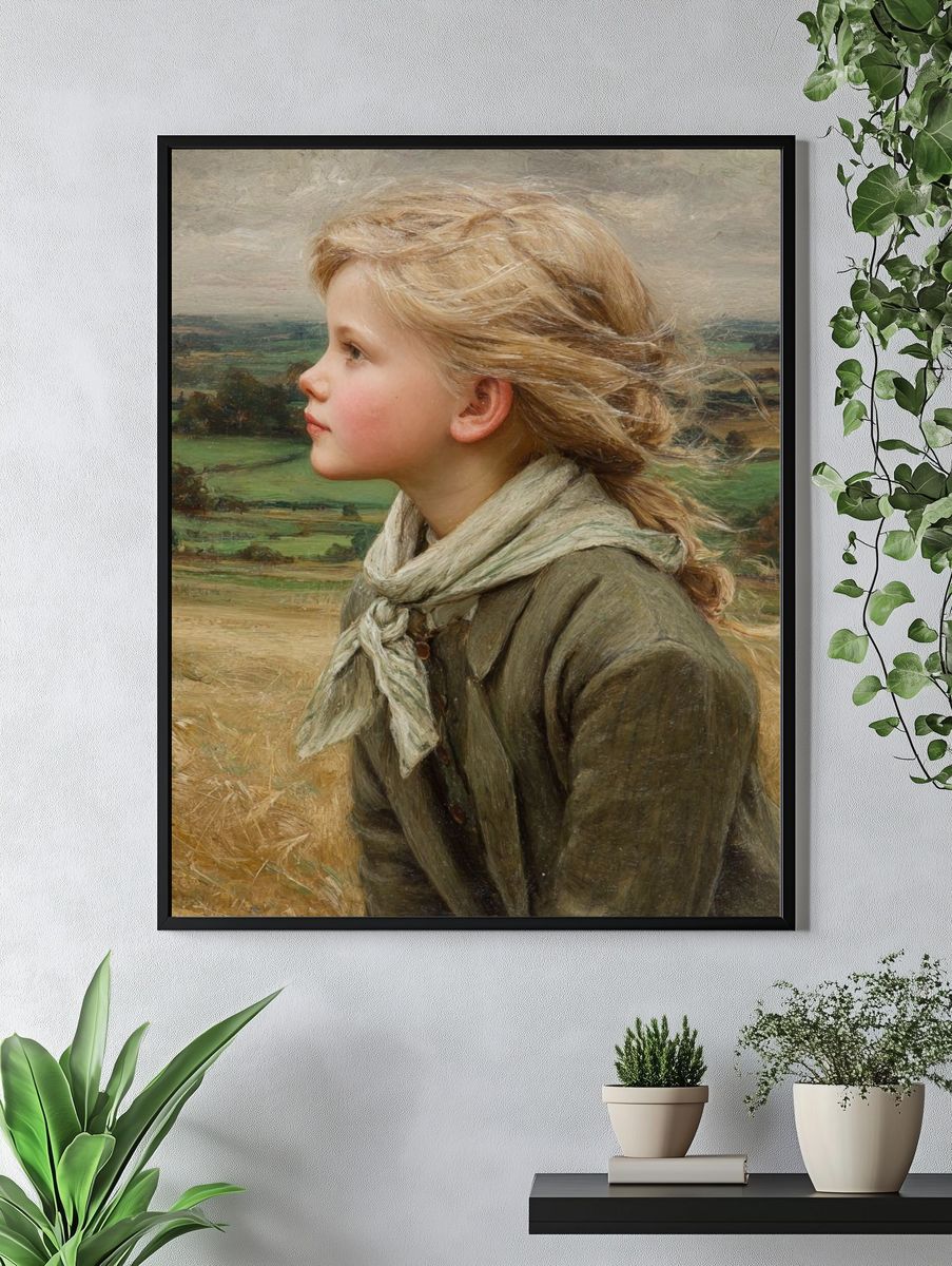 Windblown Girl Portrait Print. — room view 4