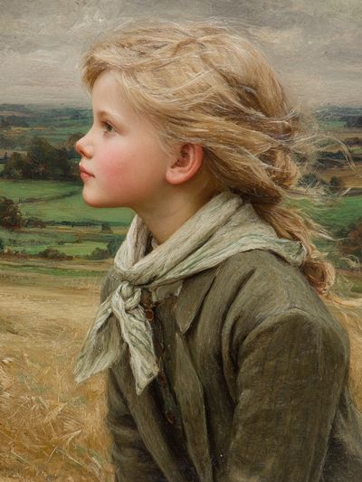 Windblown Girl Portrait Print.