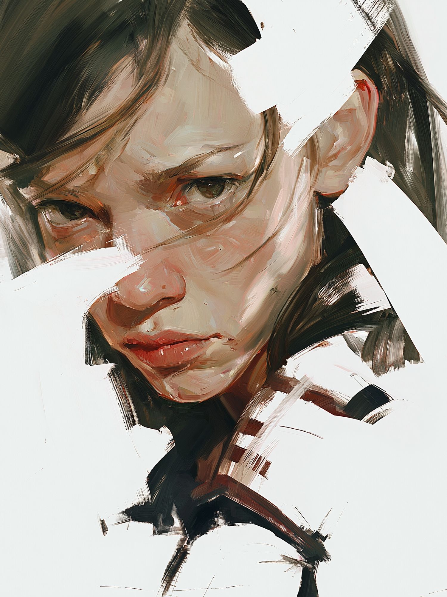 Expressive Woman Portrait Print. poster detail