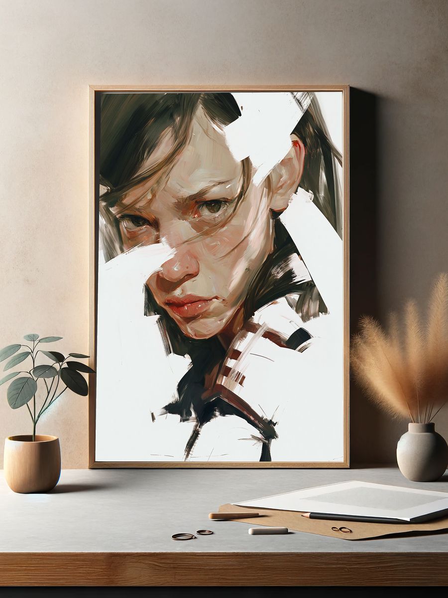 Expressive Woman Portrait Print. — room view 2