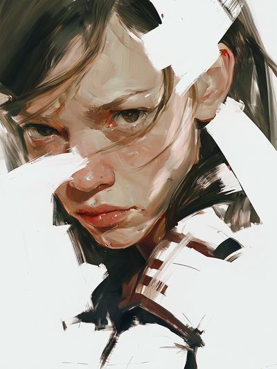 Expressive Woman Portrait Print. poster