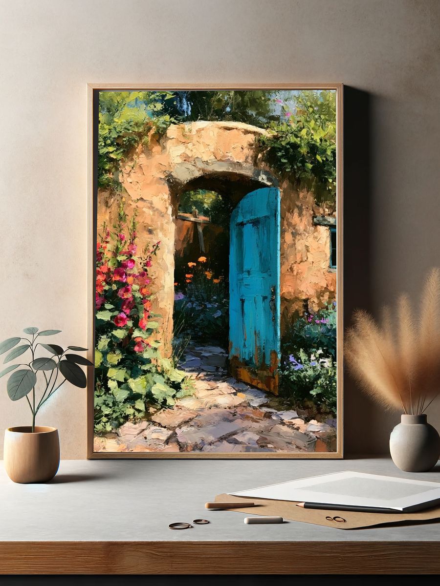 Mediterranean Garden Doorway Print. — room view 2