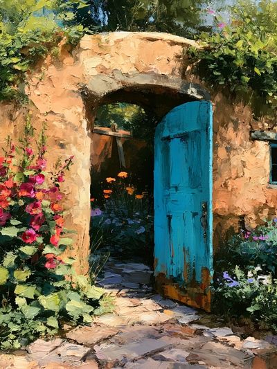 Mediterranean Garden Doorway Print.