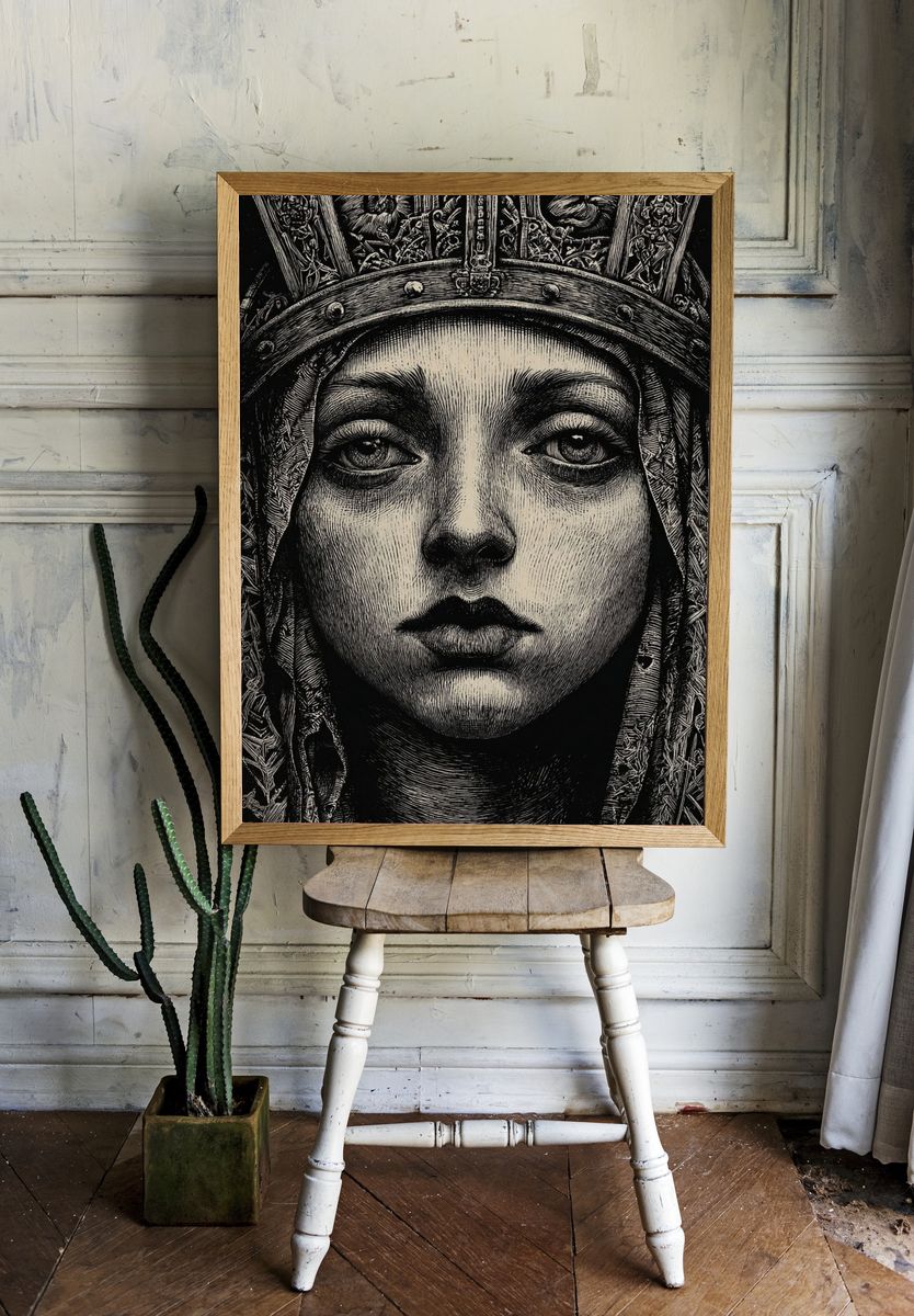 Mystic Queen Portrait Print. room preview