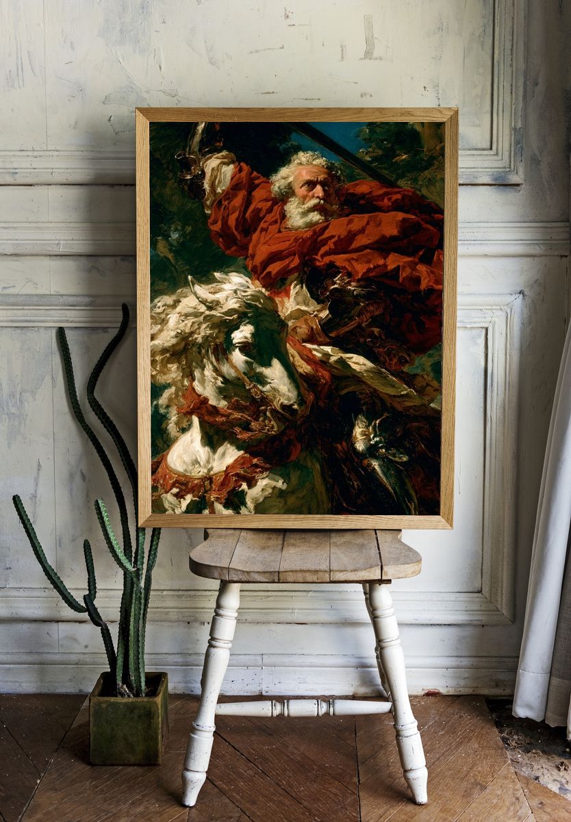 Mythic Warrior and Horse Print. room preview