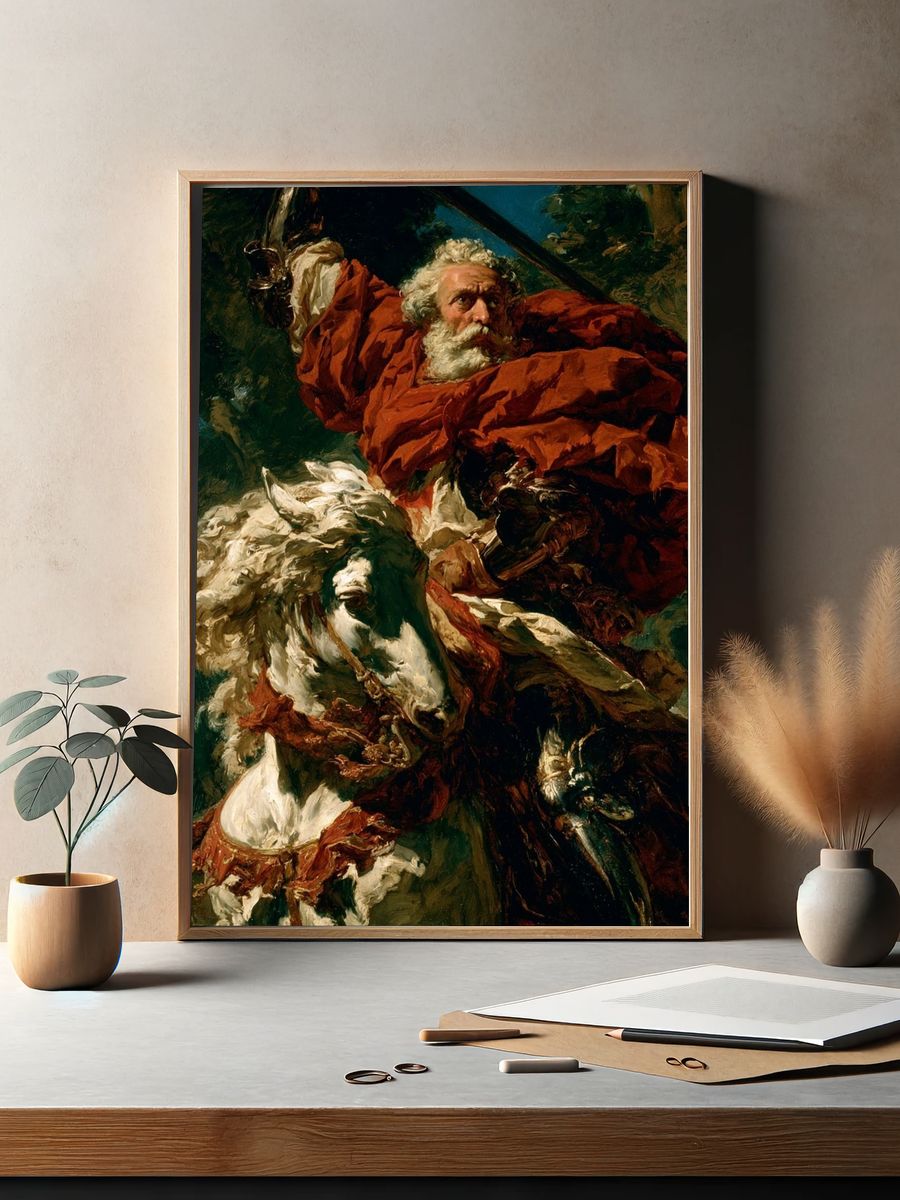 Mythic Warrior and Horse Print. — room view 2