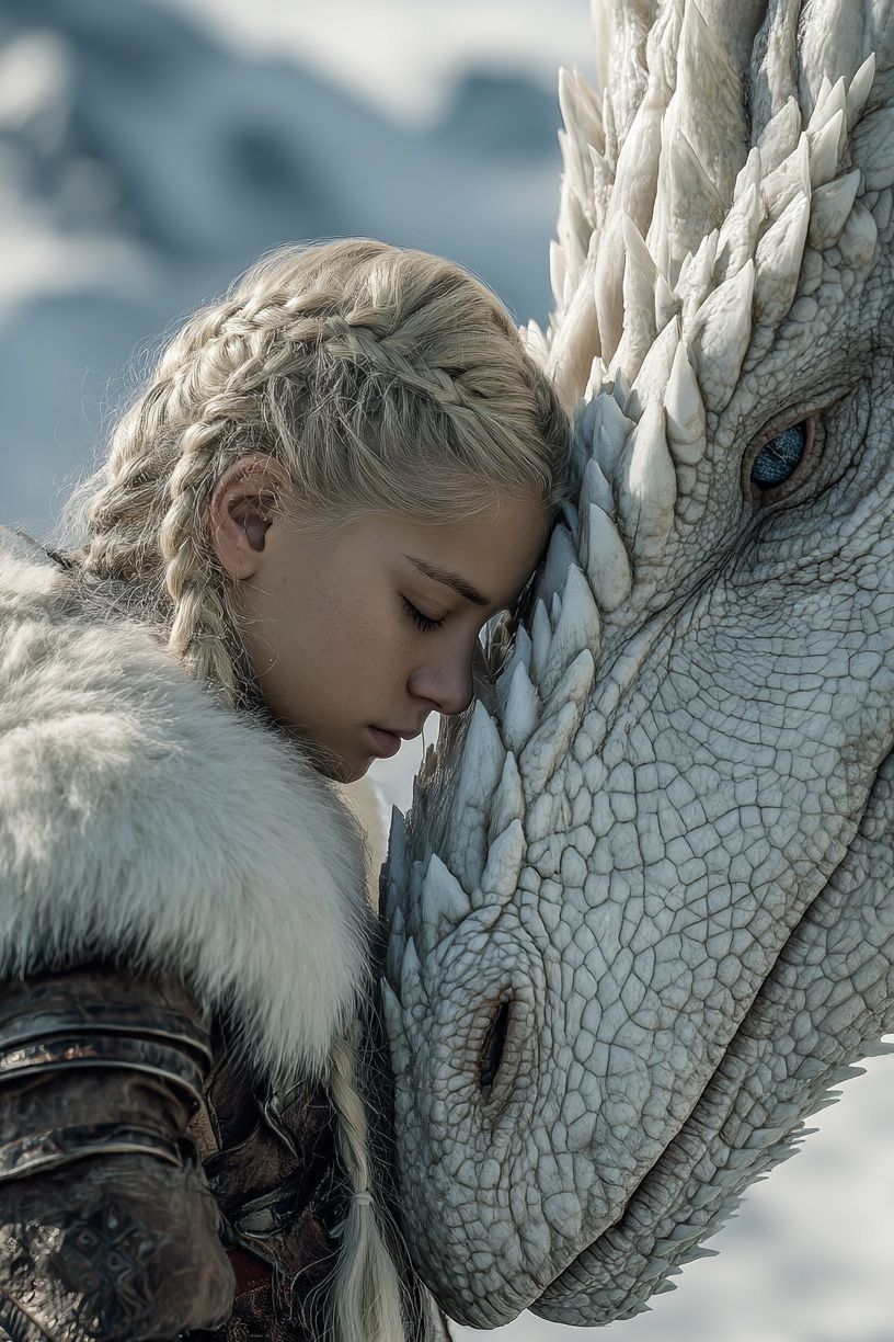 Girl with Dragon — Fantasy Art Print. poster detail