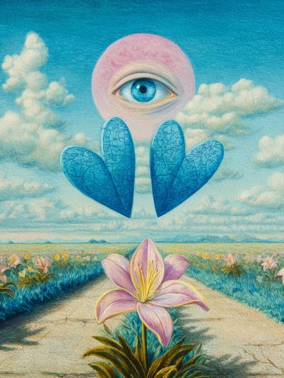 Surreal Eye and Flower Landscape Poster. poster print