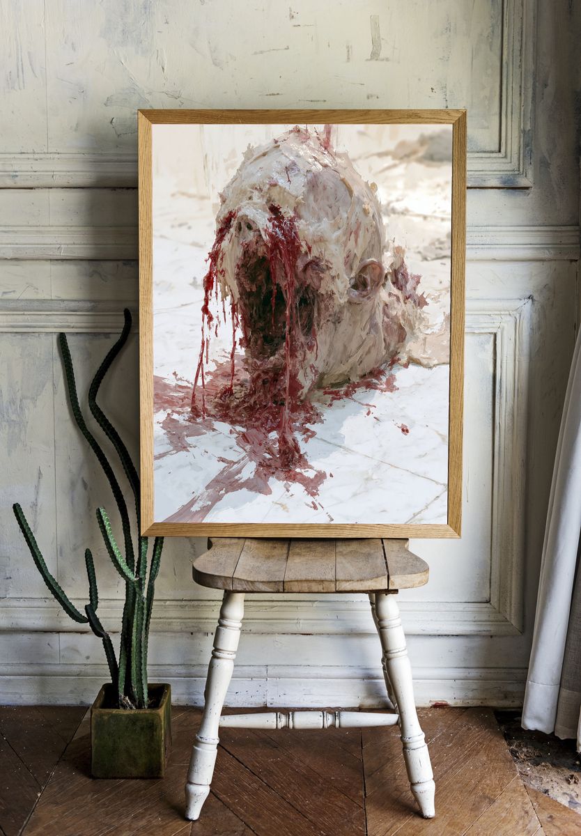 Abstract Pig Head Painting Poster. room preview