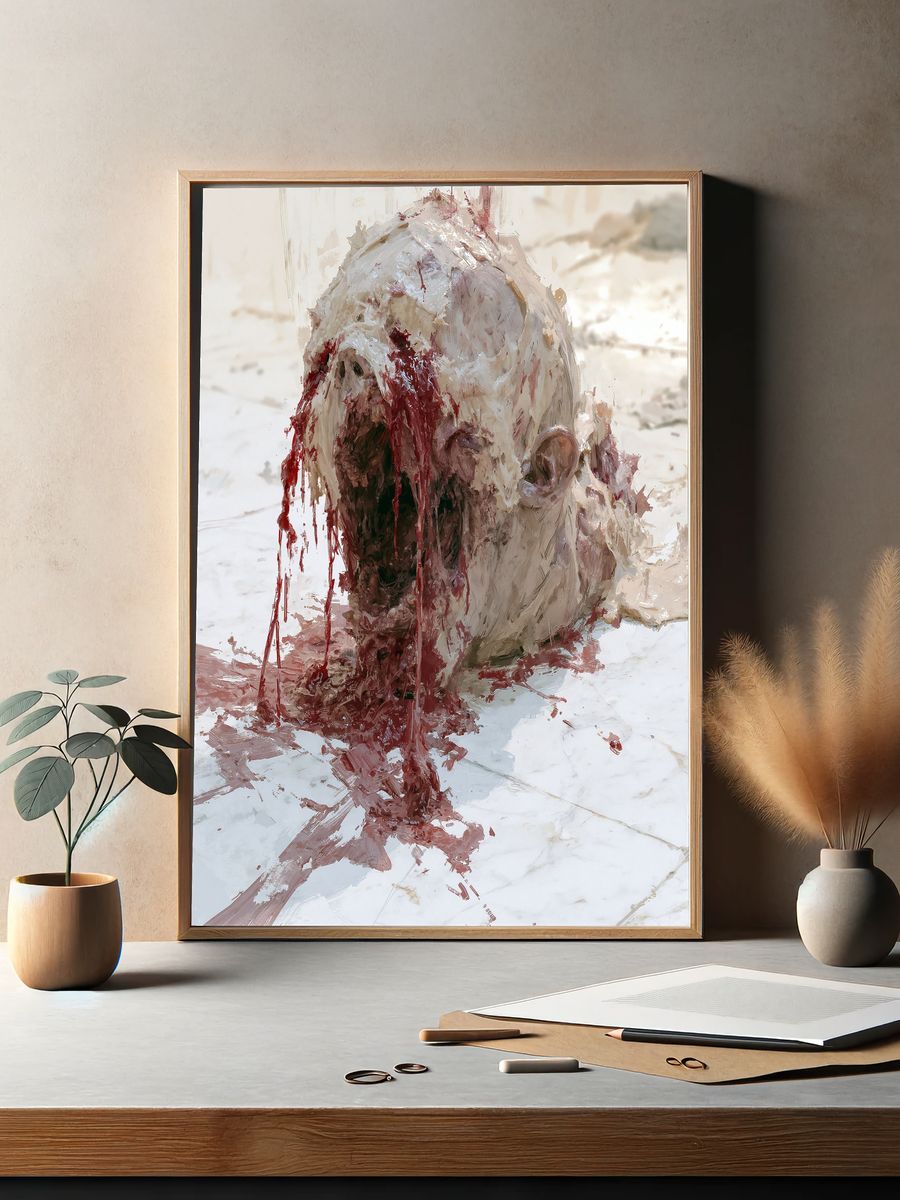 Abstract Pig Head Painting Poster. — room view 2