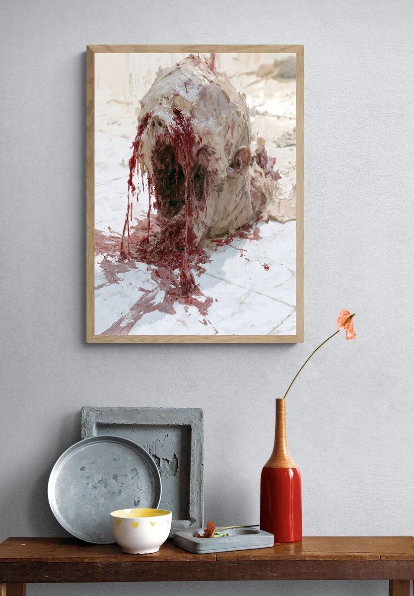 Abstract Pig Head Painting Poster. — room view 3