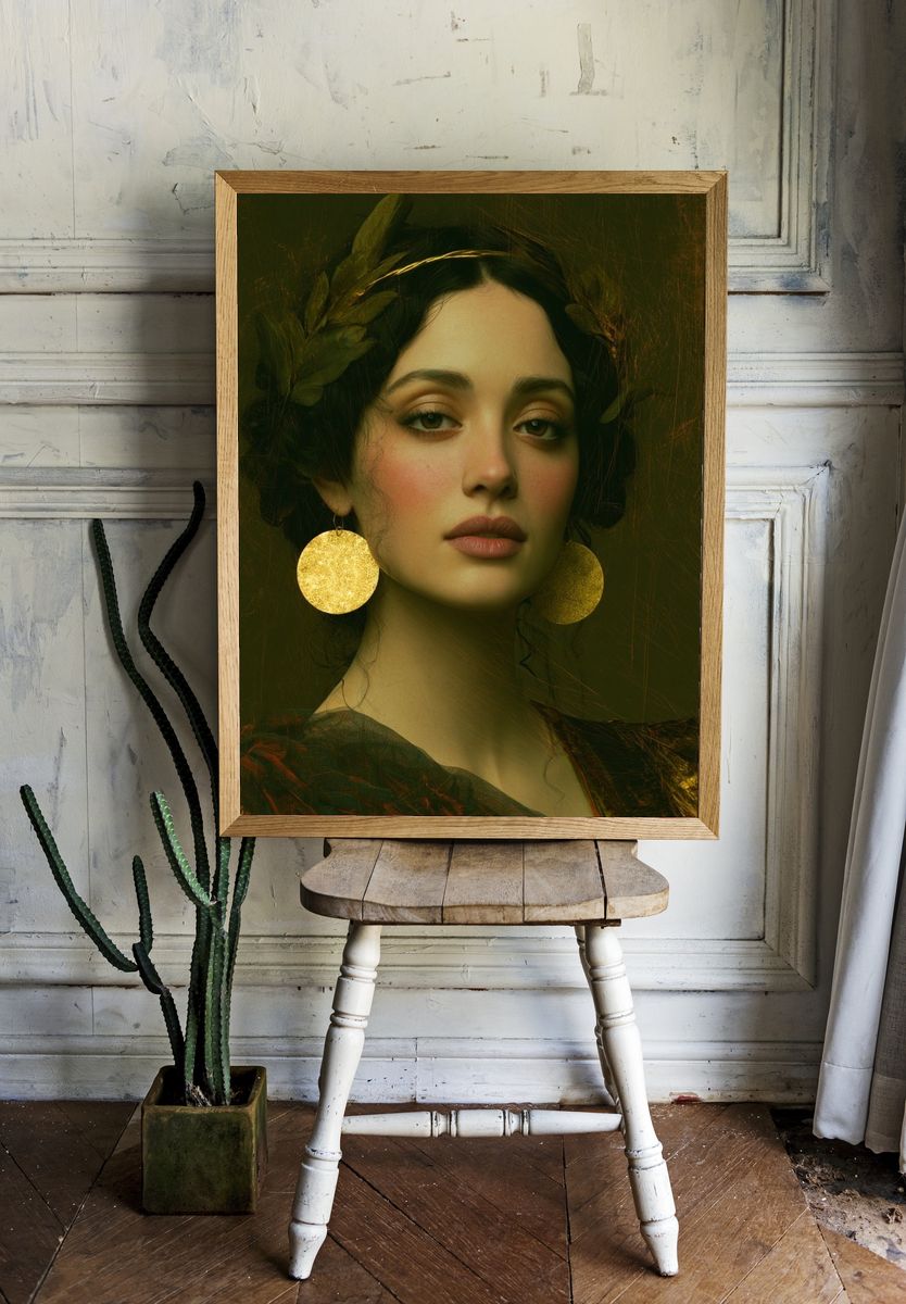 Laurel Crown Portrait Print. room preview