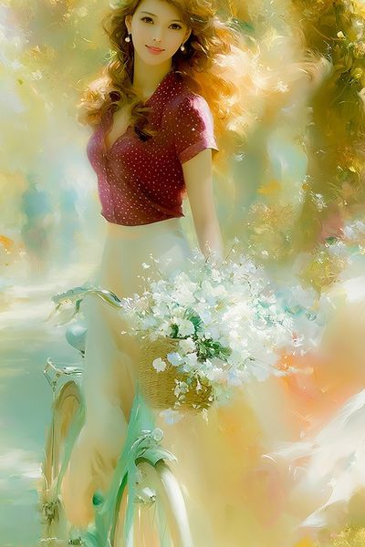 Dreamy Floral Bicycle Portrait Print.