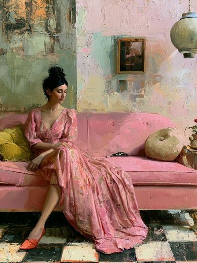 Pink Sofa Portrait Fine-Art Poster. poster
