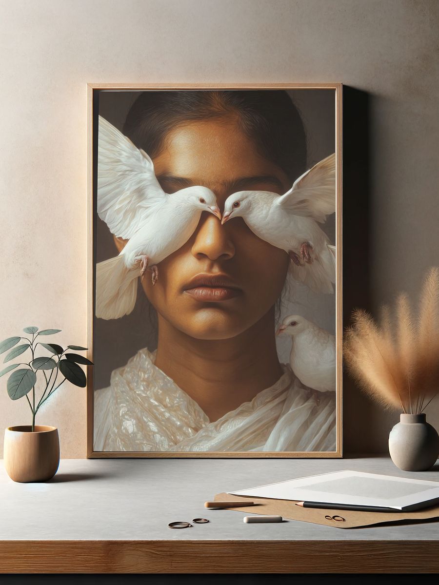Dove Portrait Fine-Art Poster. — room view 2
