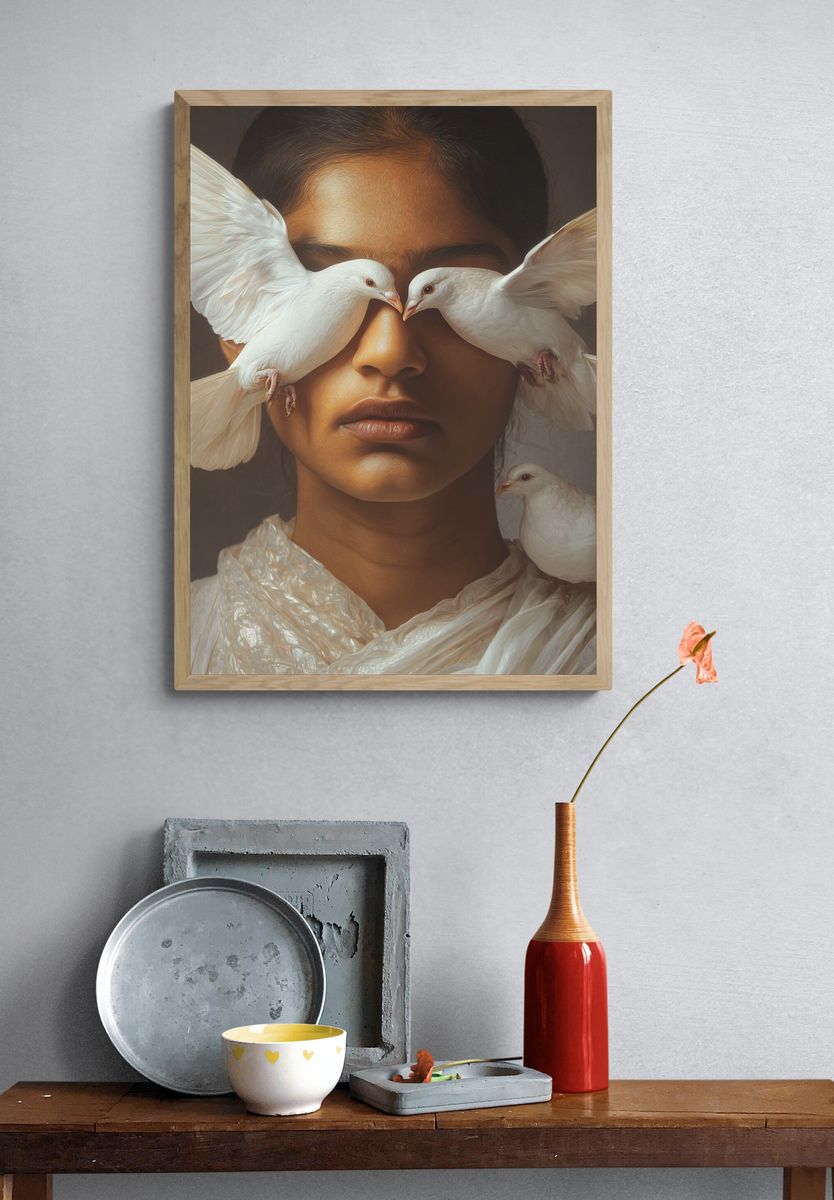 Dove Portrait Fine-Art Poster. — room view 3
