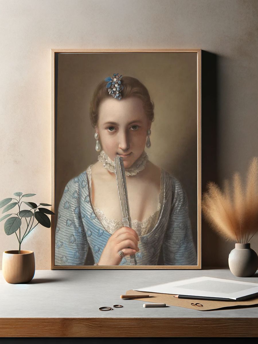 Elegant Woman with Feather — Fine Art Print. — room view 2