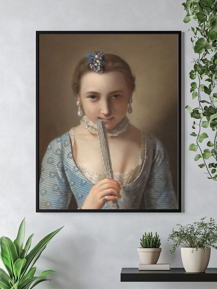 Elegant Woman with Feather — Fine Art Print. — room view 4