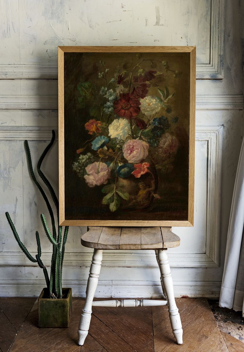 Dark Floral Still Life Print. — room view 1