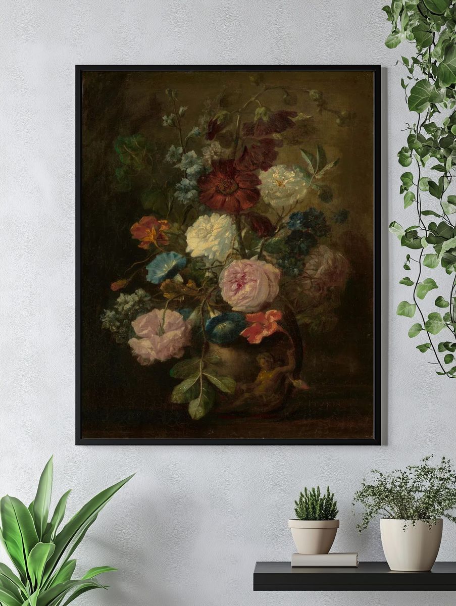 Dark Floral Still Life Print. — room view 4