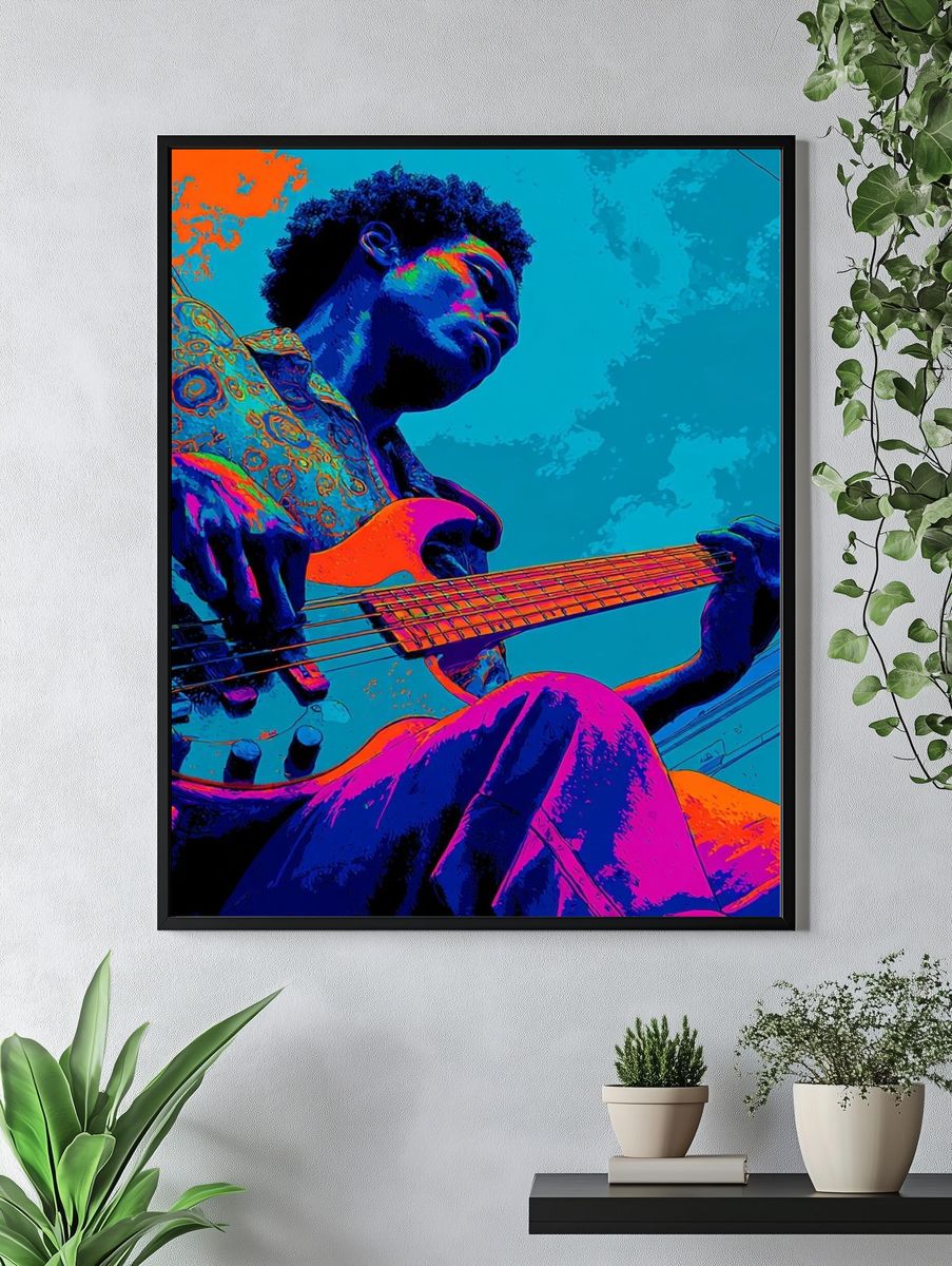 Electric Bass Player Pop-Art Poster. — room view 4