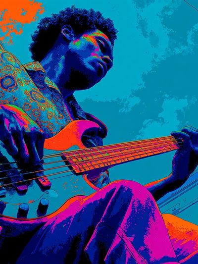 Electric Bass Player Pop-Art Poster. poster