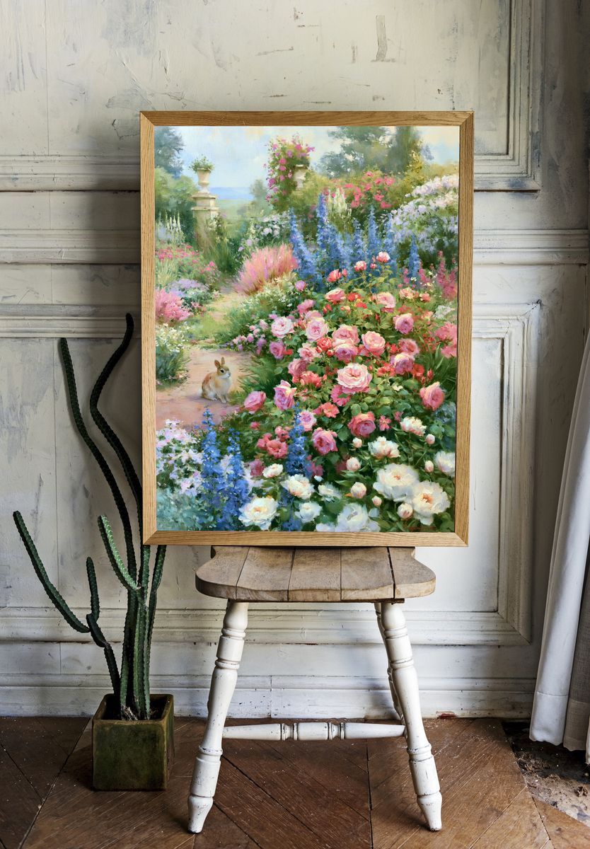 Romantic Garden Bunny Fine-Art Print. — room view 1