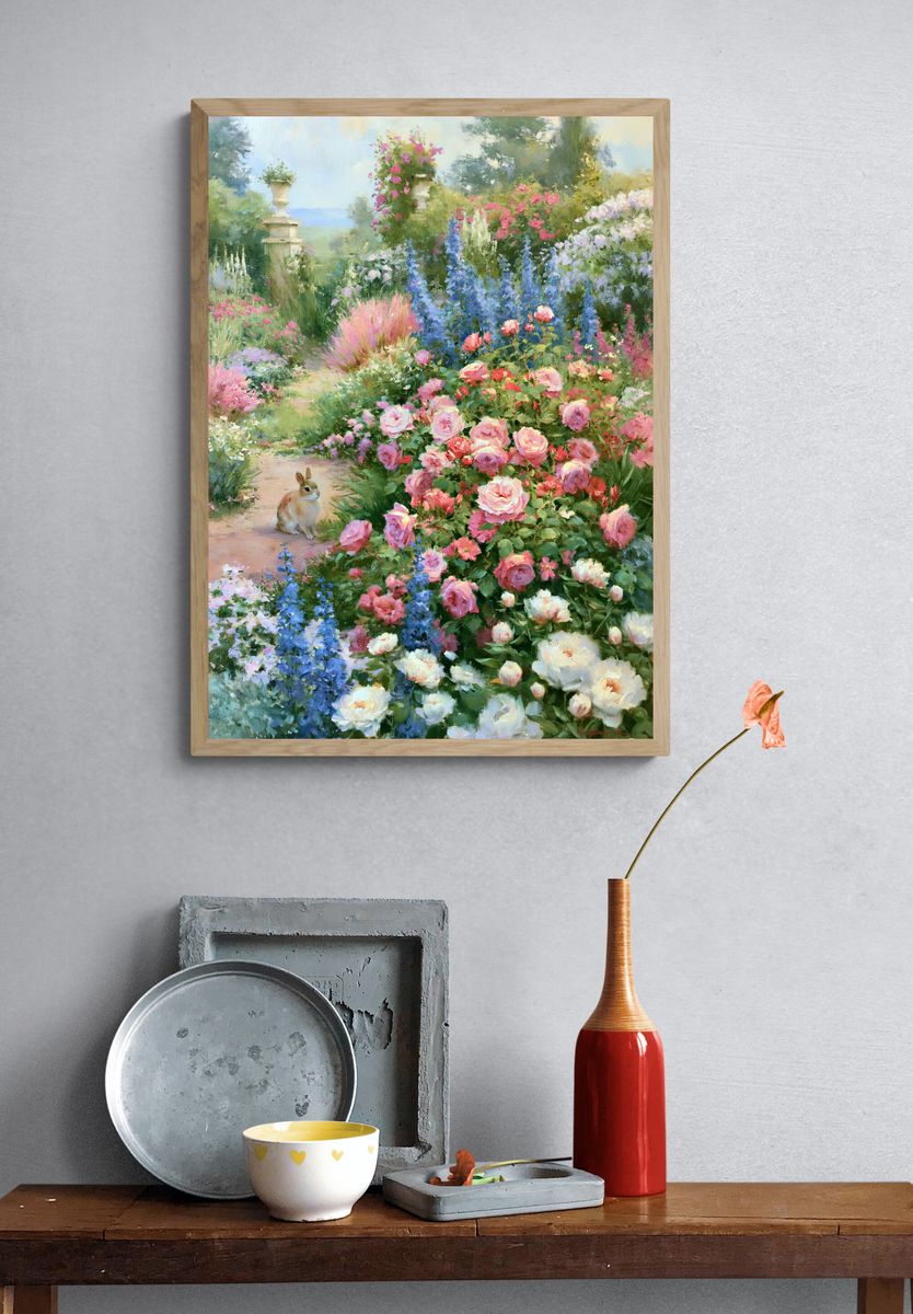 Romantic Garden Bunny Fine-Art Print. — room view 3