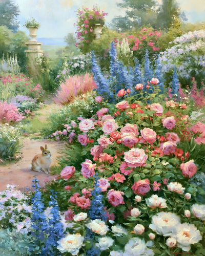 Romantic Garden Bunny Fine-Art Print. poster