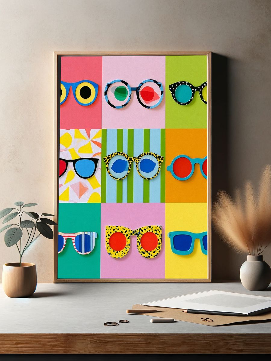 Colorful Sunglasses Pop Art Poster. — room view 2