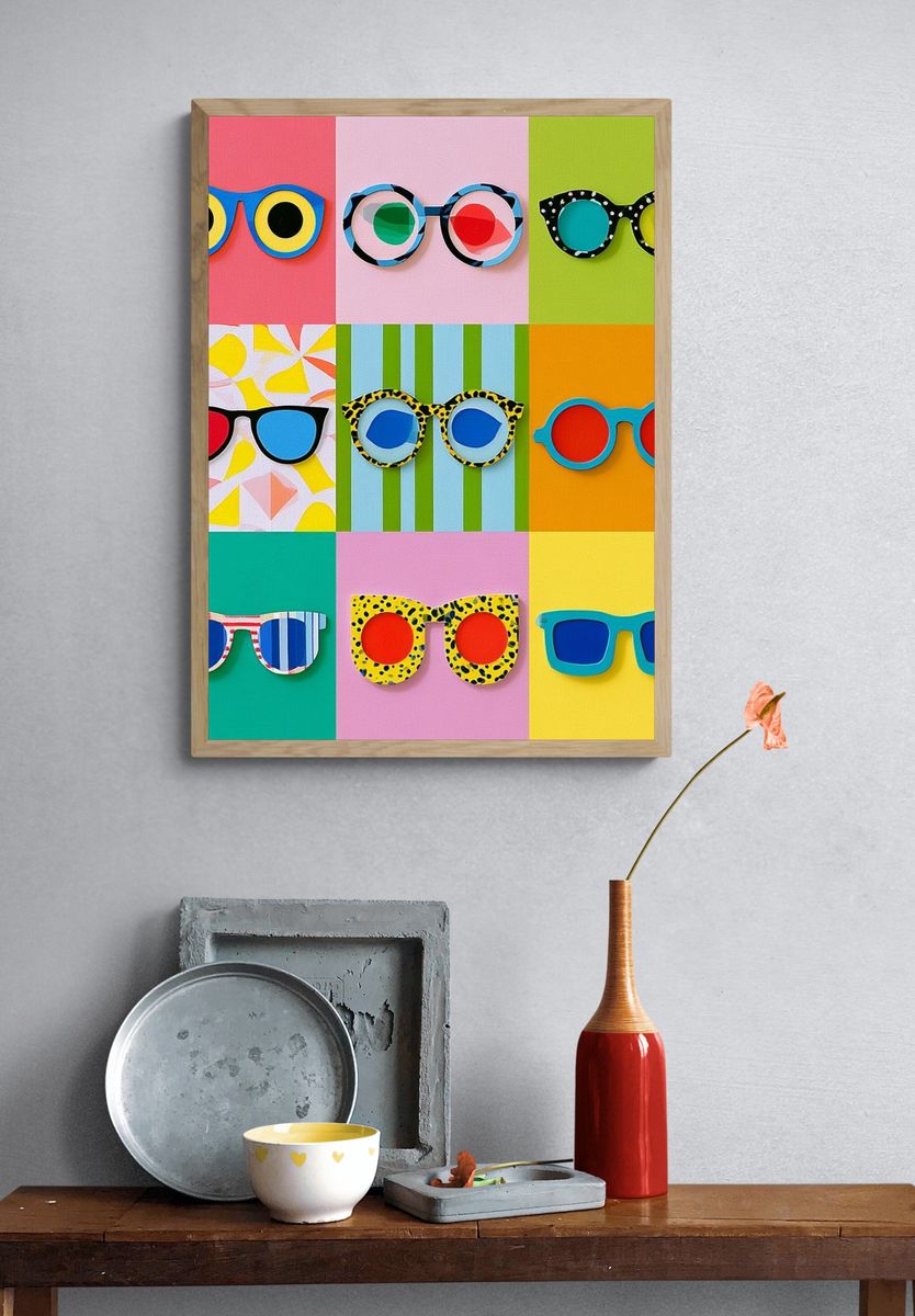 Colorful Sunglasses Pop Art Poster. — room view 3