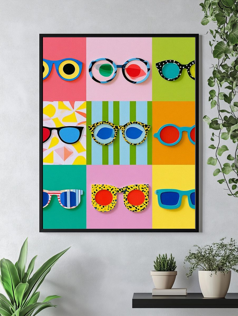 Colorful Sunglasses Pop Art Poster. — room view 4