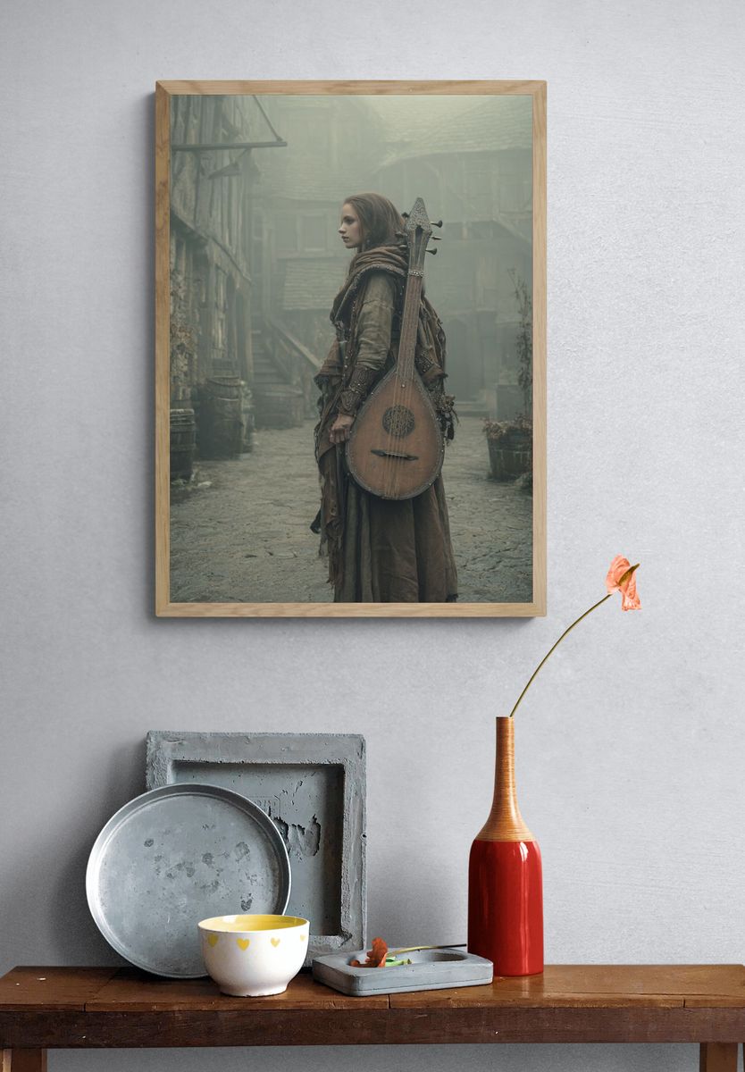Mystical Bard in Fog — Fantasy Print. — room view 3