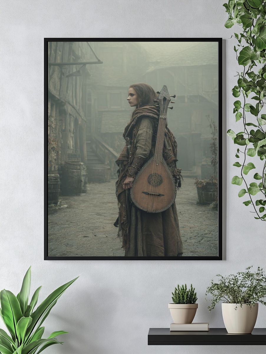 Mystical Bard in Fog — Fantasy Print. — room view 4
