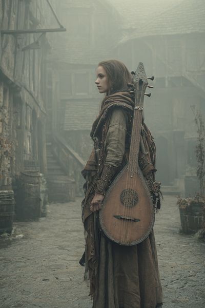 Mystical Bard in Fog — Fantasy Print. poster
