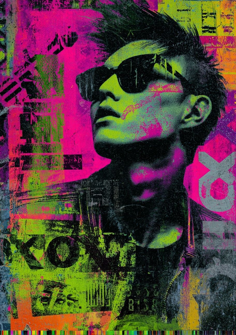 Neon Pop Portrait Poster. poster detail