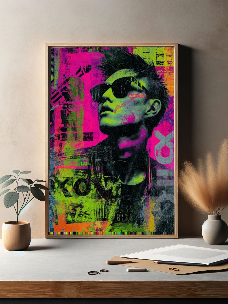 Neon Pop Portrait Poster. — room view 2