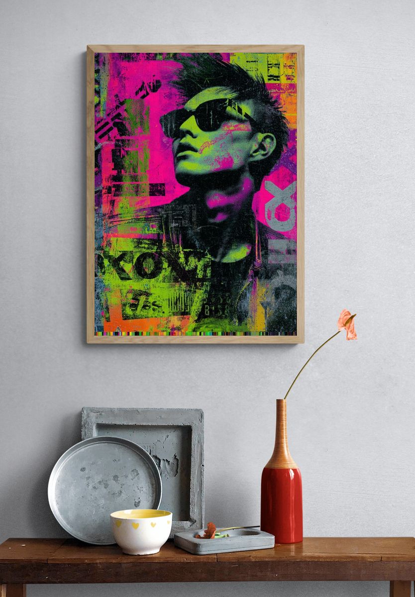 Neon Pop Portrait Poster. — room view 3