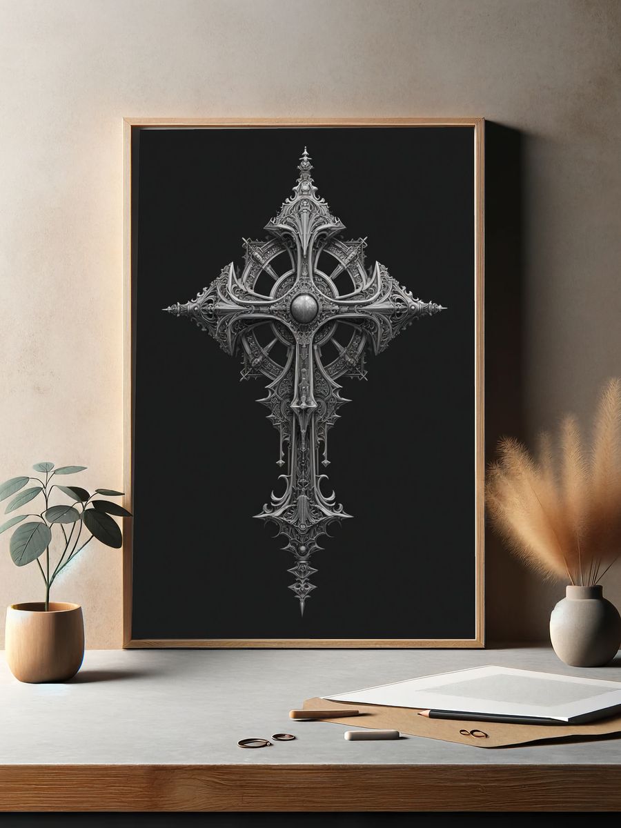 Ornate Cross — Fine Art Print. — room view 2