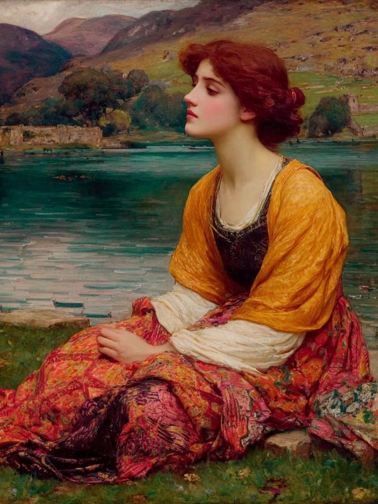 Serene Lady by the Lake — Fine Art Print. poster detail