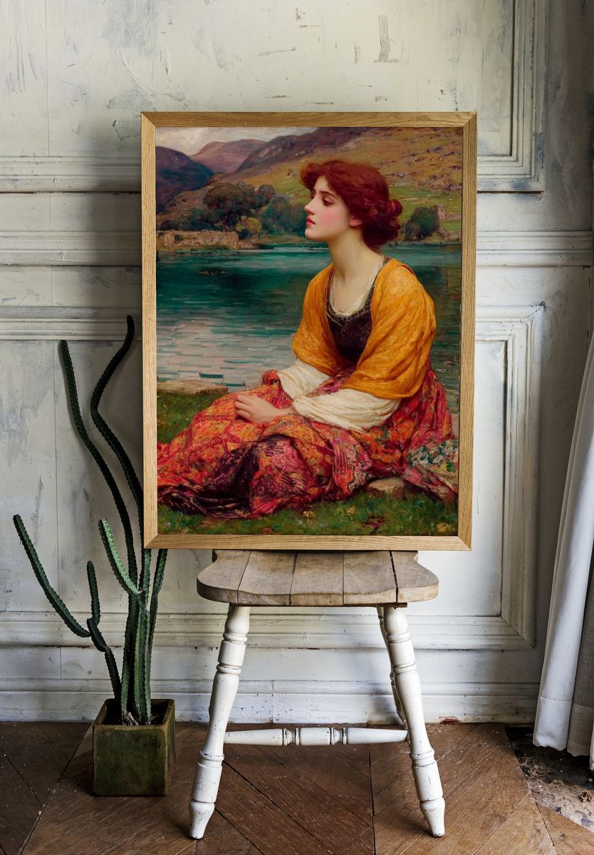 Serene Lady by the Lake — Fine Art Print. — room view 1