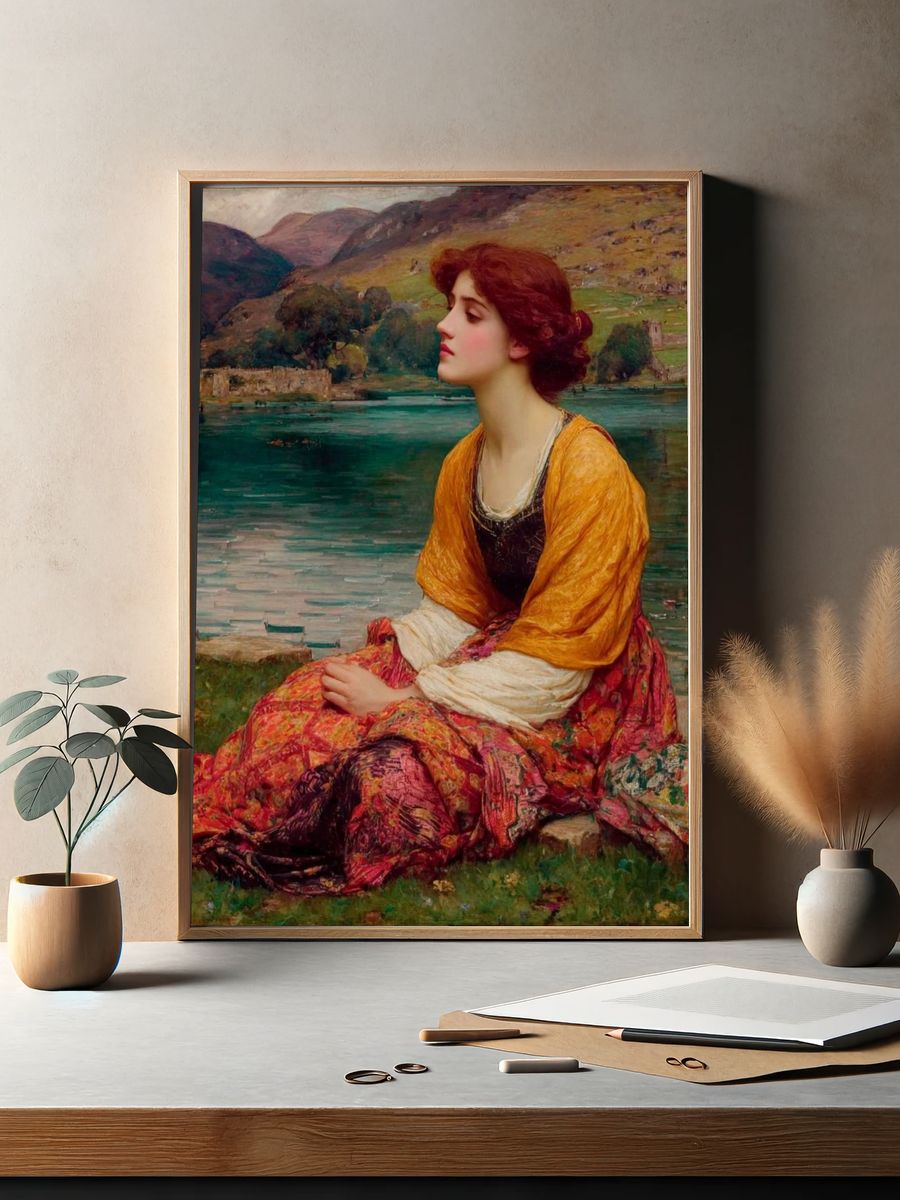 Serene Lady by the Lake — Fine Art Print. — room view 2